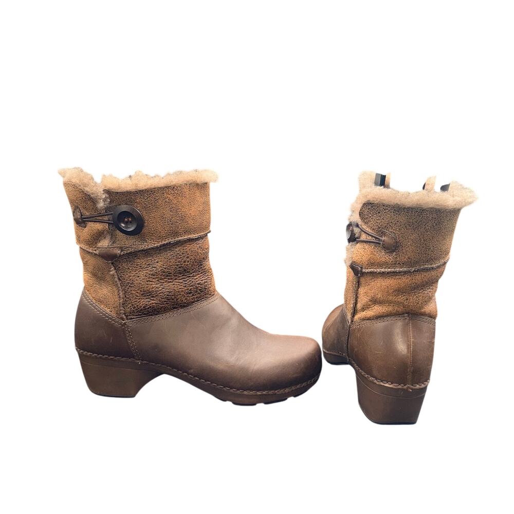 Dansko Real Fur Shearling Brown Leather Ankle Boots EU 40 US 9.5